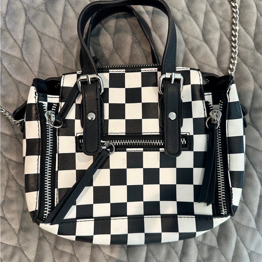 Checkered Black and White Handbag